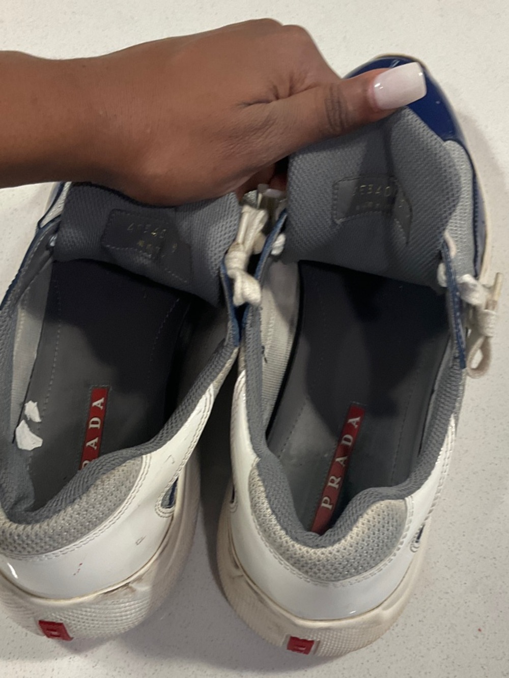 Men's Blue and White Prada Sneaker - Picture 11 of 11